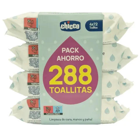 Chicco Pack Toallitas 4x72uds – imagen 1