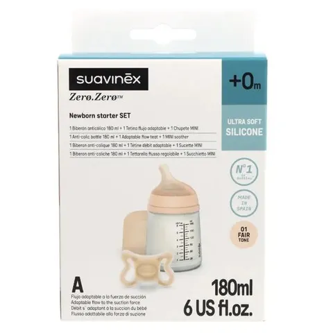 Suavinex Zero.Zero 180ml Newborn Starter Set SXZBRF079235 – afbeelding 1