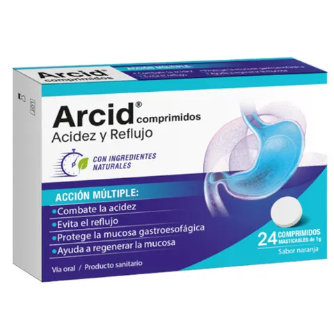 Arcid Acidez y Reflujo Naranja 24 Comprimidos Masticables – imagen 1