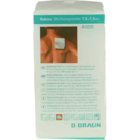 Askina Mullkompressen 7,5x7,5 cm 8fach – Bild 1