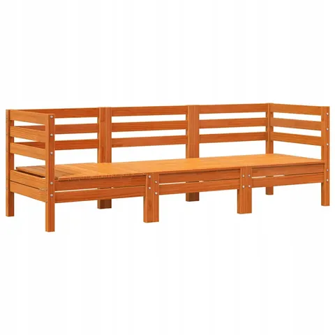 vidaXL Corner Sofa 3 place Solid Pine Wood Brun cire 3-Seater – image 1