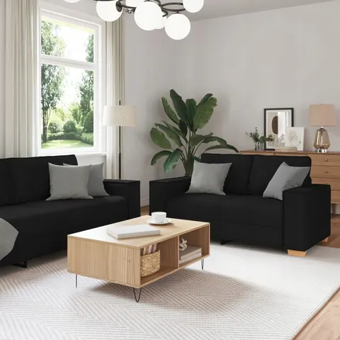 vidaXL Canapé 3 pc Noir tissu – 677907 – image 1