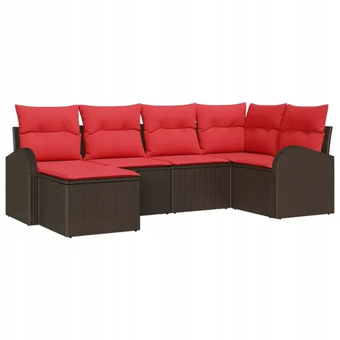 vidaXL Ensemble de canapé de jardin 6 pc Marron – 957009 – image 1