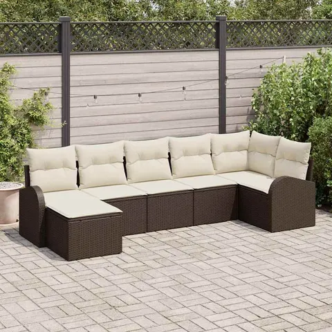 vidaXL Ensemble de canapé de jardin 7 pc Marron – 957146 – image 1
