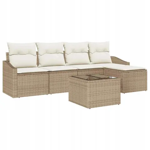 vidaXL Ensemble de Canapés 6 pc Beige et crème polyrotin – 356314 – image 1