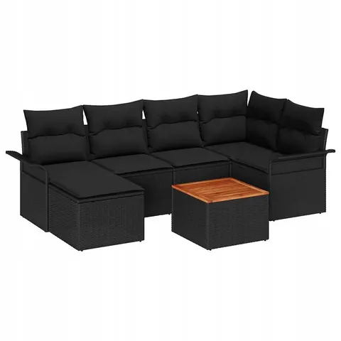 vidaXL Ensemble de canapé de jardin 7 pc Noir polyrotin – 362926 – image 1