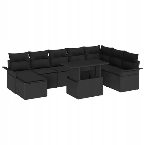 vidaXL Ensemble de canapé de jardin 9 pc Noir – 372796 – image 1