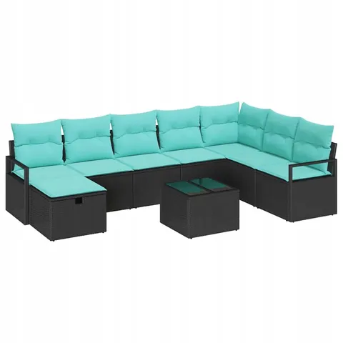 vidaXL Ensemble de Canapés 9 pc Noir polyrotin – 394484 – image 1