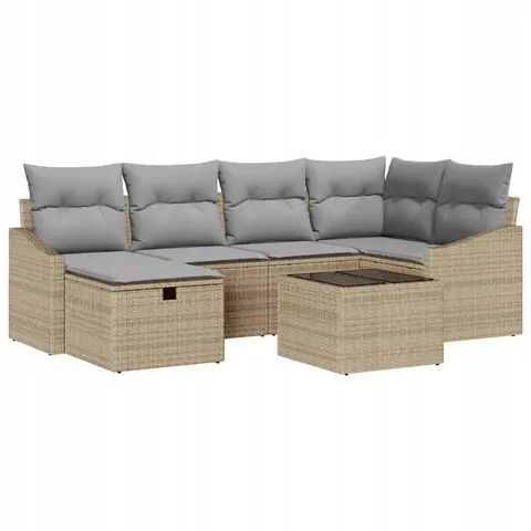 vidaXL Ensemble de Canapés avec coussin Beige et Gris clair polyrotin – image 1