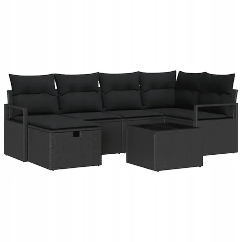 vidaXL Ensemble de canapé de jardin avec coussin polyrotin – image 1
