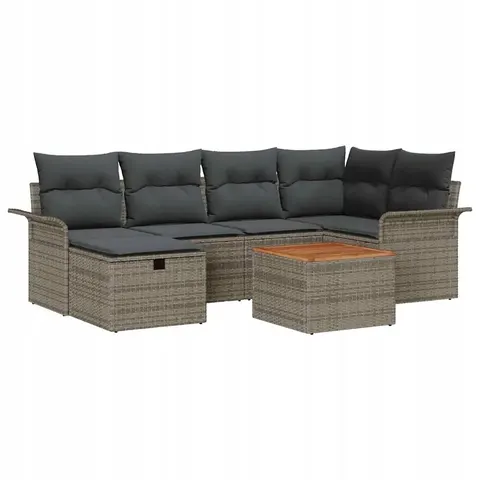 vidaXL Ensemble de canapé de jardin 7 pc Gris Poly rotin – 409058 – image 1