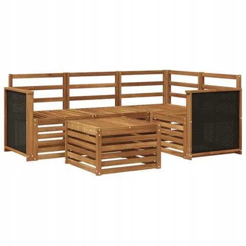 vidaXL Ensemble de canapés d'extérieur 5 pc 4 place Naturel – 690494 – image 1