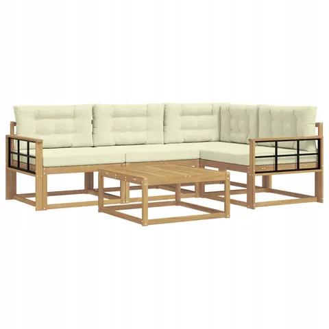 vidaXL Ensemble de canapés d'extérieur 5 pc Blanc et crème Polyester – 769275 – image 1