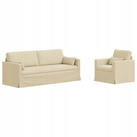 vidaXL Ensemble de Canapés 2 pc Crème tissu – 374737 – image 1