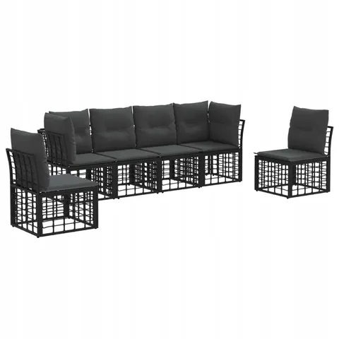 vidaXL Ensemble de canapés d'extérieur Noir Polyester – 555698 – image 1