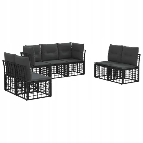 vidaXL Ensemble de canapés d'extérieur Noir Polyester – 555735 – image 1