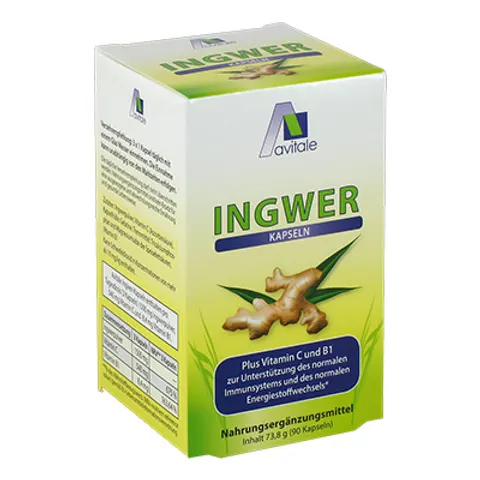 Avitale Ingwer 500 mg Kapseln + Vitamin B1+c – Bild 1