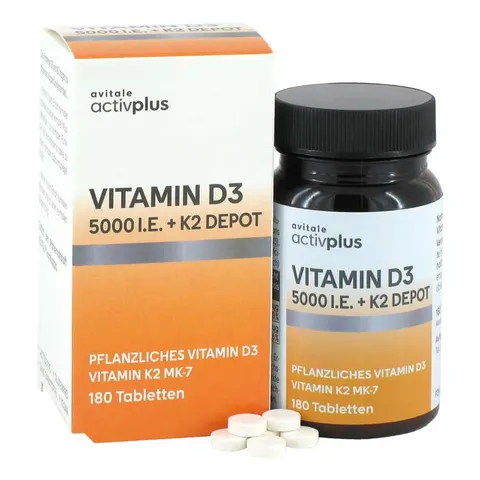 Avitale Activplus Vitamin D3 5000 I.e.+K2 Depot Tabletten 180 St – Bild 1