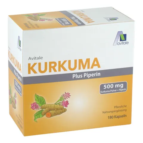 Avitale Kurkuma 500 mg+Piperin Kapseln – Bild 1