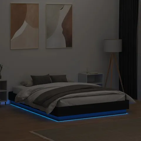 17 Stories Bed Frame With LED Lights Black Kingsize (5') – image 1