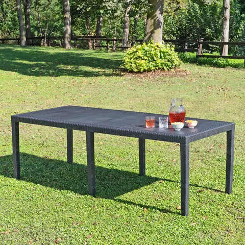 Latitude Run Alletha Rectangular Outdoor Dining Table - 90 cm W 220 cm D Black – image 1