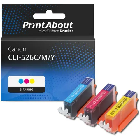 PrintAbout Druckerpatrone kompatibel mit Canon CLI-526C/M/Y - 3-farbig - Multipack – Bild 1