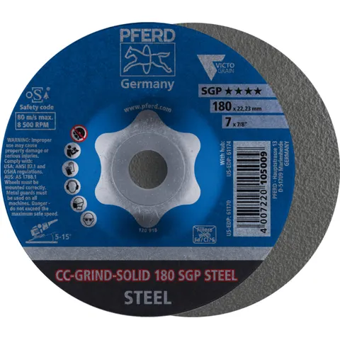 Pferd Schleifscheibe CC-Grind Solid SGP STEEL 180mm (64187180) – Bild 1