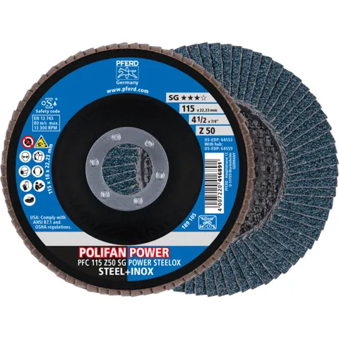 PFERD TOOLS 67785116 Fächerschleifscheibe Durchmesser 115 mm Körnung (num)=50 10 St. – Bild 1