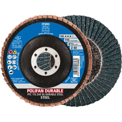 PFERD TOOLS 67782114 Fächerschleifscheibe Durchmesser 115 mm Körnung (num)=40 10 St. – Bild 1
