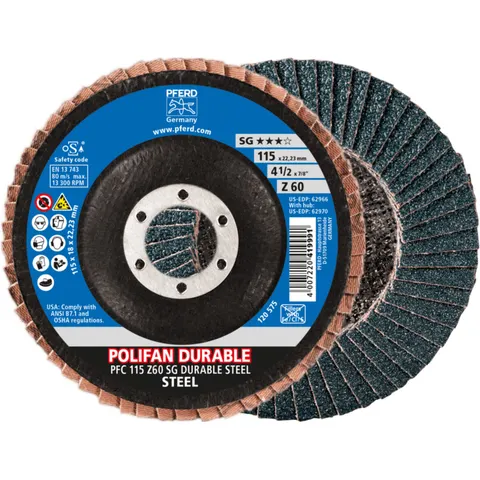 PFERD TOOLS 67782116 Fächerschleifscheibe Durchmesser 115 mm Körnung (num)=60 10 St. – Bild 1