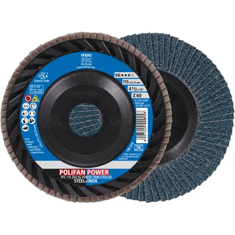 PFERD TOOLS 67772116 Fächerschleifscheibe Durchmesser 115 mm Körnung (num)=60 10 St. – Bild 1