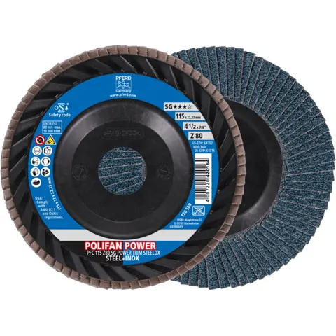 PFERD TOOLS 67772118 Fächerschleifscheibe Durchmesser 115 mm Körnung (num)=80 10 St. – Bild 1