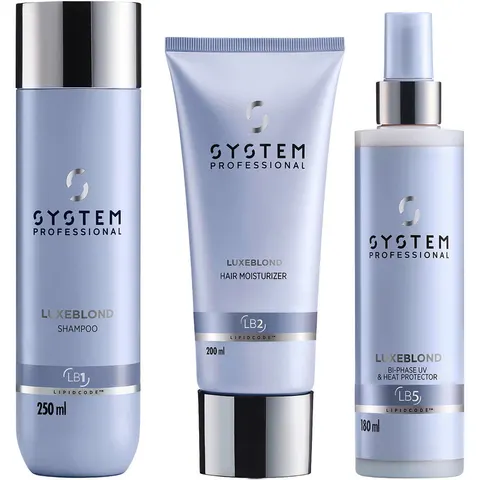 System Professional LuxeBlond Coolness Set (Shampoo 250ml + Moisturizer 200ml + Protector 180ml) – immagine 1