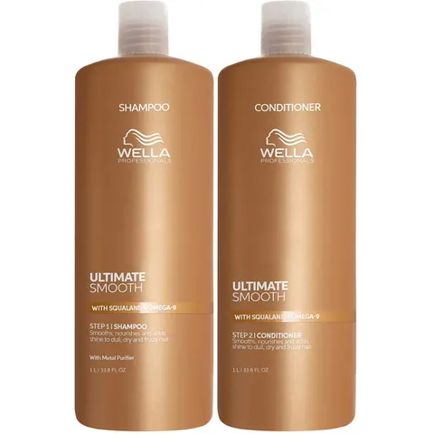 Wella Professionals Ultimate Smooth Kit big (Shampoo 1000ml + Conditioner 1000ml) – immagine 1