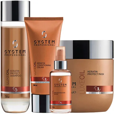 750ml System Professional LipidCode Luxeoil Set (Shampoo 250ml + Conditioner 200ml + Mask 200ml + Elixier 100ml) – Bild 1