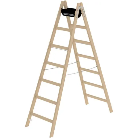 Munk Günzburger Steigtechnik MUNK Holz Stehleiter 2x7 Sprossen – Bild 1