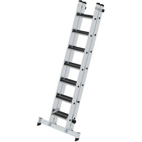 Munk Günzburger Steigtechnik MUNK Stufen-Schiebeleiter mit nivello-Traverse 2-teilig clip-step R13 2x7 Stufen – Bild 1