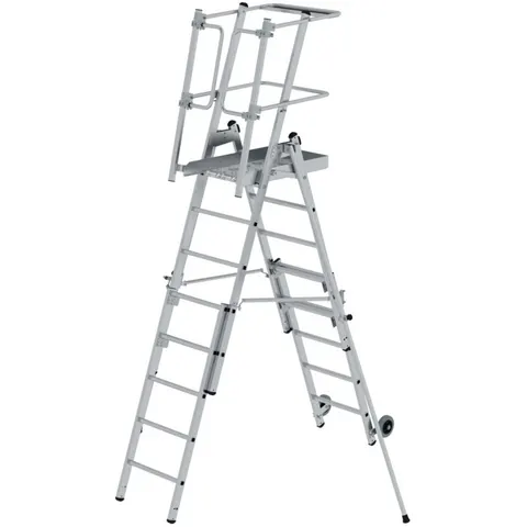 Munk Günzburger Steigtechnik MUNK Plattformleiter FlexxStep 5 Sprossen mit Teleskopaufsatz plus 3 Sprossen – Bild 1
