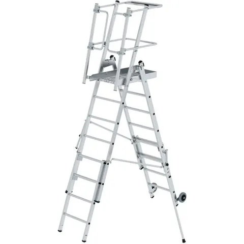 Munk Günzburger Steigtechnik MUNK Plattformleiter FlexxStep 6 Sprossen mit Teleskopaufsatz plus 2 Sprossen – Bild 1