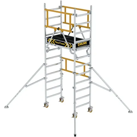 Munk Günzburger Steigtechnik MUNK Rollgerüst FlexxTower SG ergo mit klappbaren Dreieckauslegern und Schwenkfuß Plattformgröße 1,20x0,60m Arbeitshöhe 4,10m – Bild 1