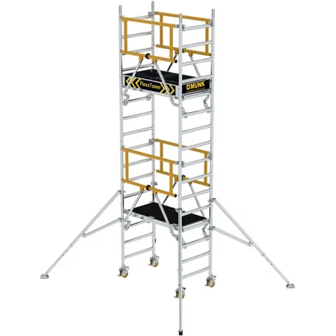 Munk Günzburger Steigtechnik MUNK Rollgerüst FlexxTower SG ergo mit klappbaren Dreieckauslegern und Schwenkfuß Plattformgröße 1,20x0,60m Arbeitshöhe 5,10m – Bild 1