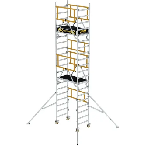 Munk Günzburger Steigtechnik MUNK Rollgerüst FlexxTower SG ergo mit klappbaren Dreieckauslegern und Schwenkfuß Plattformgröße 1,20x0,60m Arbeitshöhe 6,10m – Bild 1
