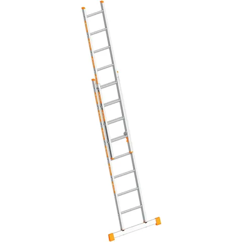 Layher Topic 1035 Schiebeleiter mit Quertraverse 2x8 Sprossen – Bild 1