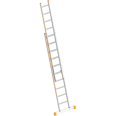 Layher Topic 1035 Schiebeleiter mit Quertraverse 2x10 Sprossen – Bild 1