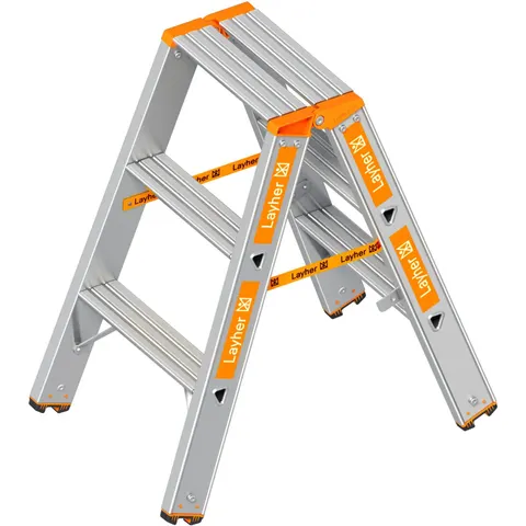 Layher Topic 1043 Stufenstehleiter 2x3 Stufen – Bild 1