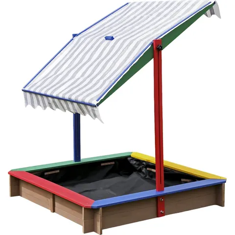 Dobar Sandkasten farbig mit Dach 111 x 111 cm – Bild 1