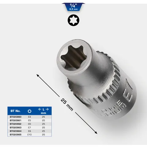 BRILLIANT TOOLS 1/4" Torx-E-dop E4 - BT020960 – afbeelding 1