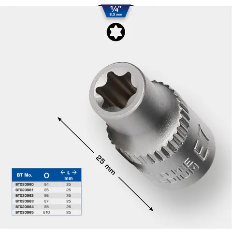 BRILLIANT TOOLS 1/4" Torx-E-steeksleutel E10 - BT020965 – afbeelding 1