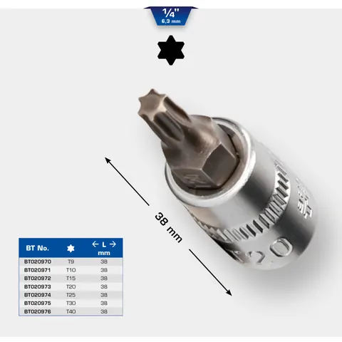 BRILLIANT TOOLS 1/4" Torx-bit-dop T30 - BT020975 – afbeelding 1