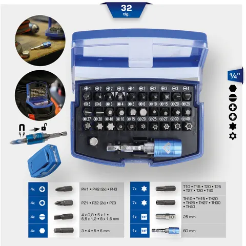 BRILLIANT TOOLS 32-delige Schroevendraaierbitset 1/4" staal – afbeelding 1